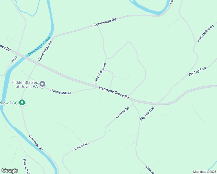 map of restaurants, bars, coffee shops, grocery stores, and more near 6561 Harmony Grove Road in Dover
