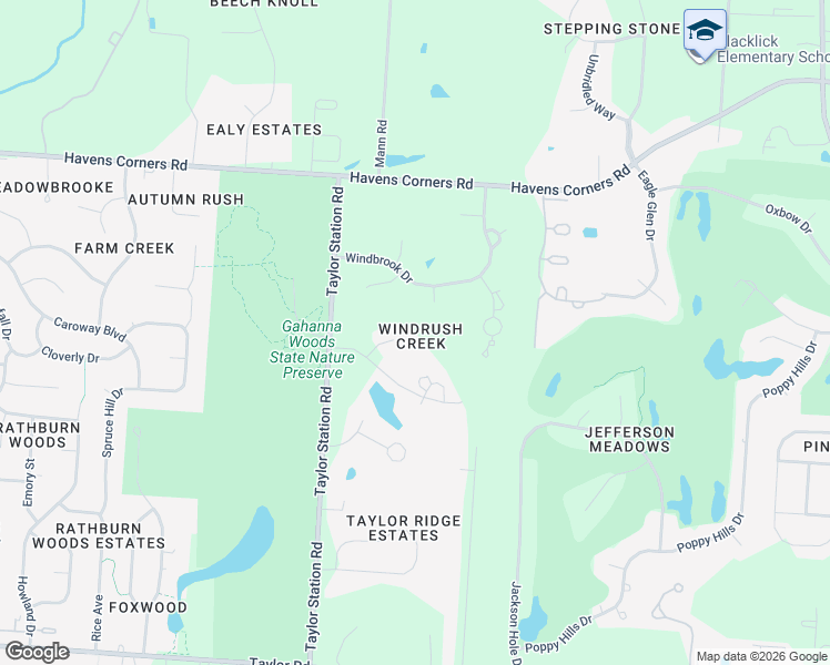 map of restaurants, bars, coffee shops, grocery stores, and more near 1633 Windway Court in Blacklick