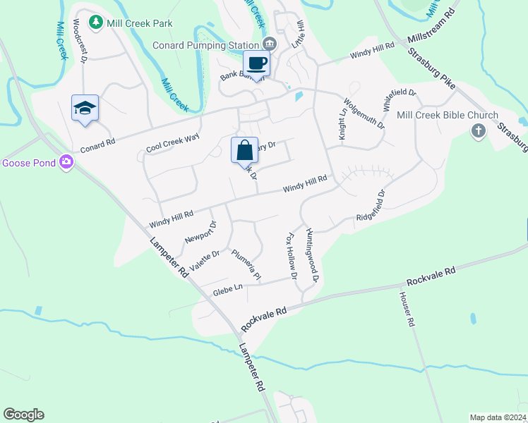 map of restaurants, bars, coffee shops, grocery stores, and more near 115 Nectar Terrace in Lancaster