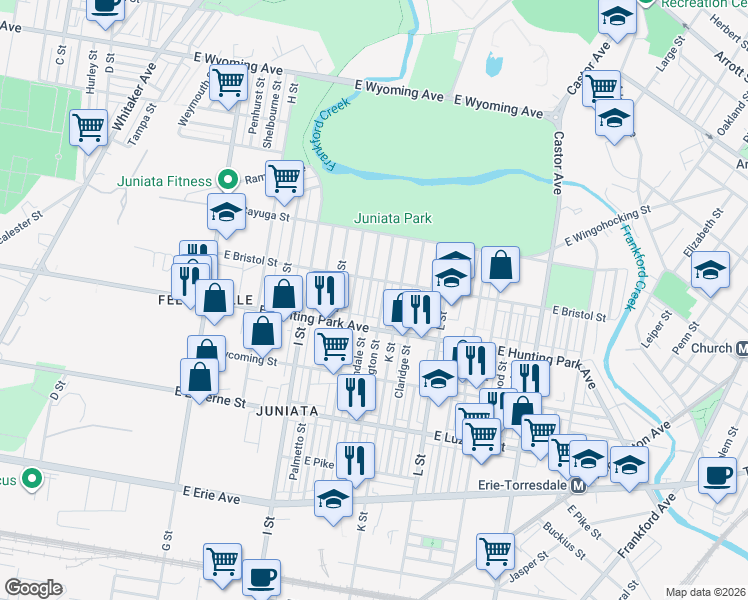 map of restaurants, bars, coffee shops, grocery stores, and more near 4249 Lawndale Street in Philadelphia