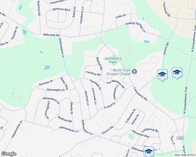 map of restaurants, bars, coffee shops, grocery stores, and more near 2732 Yarshire Road in York