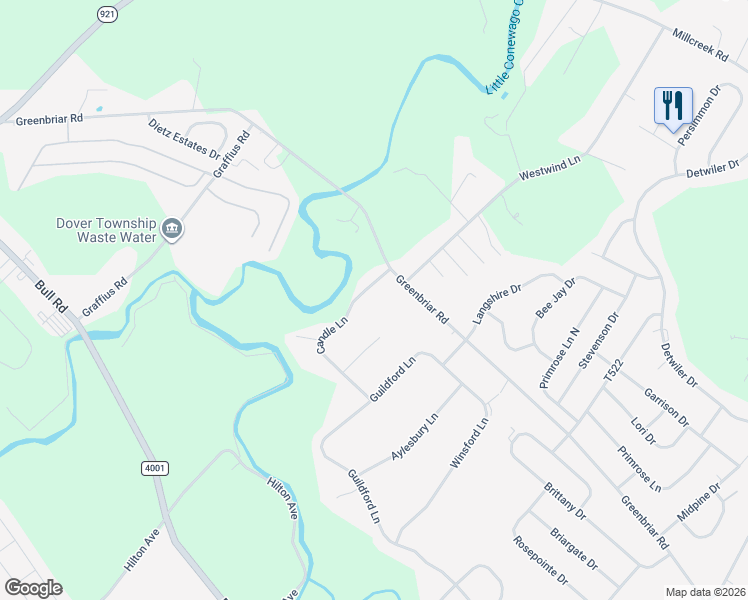 map of restaurants, bars, coffee shops, grocery stores, and more near 1783 Candle Lane in York