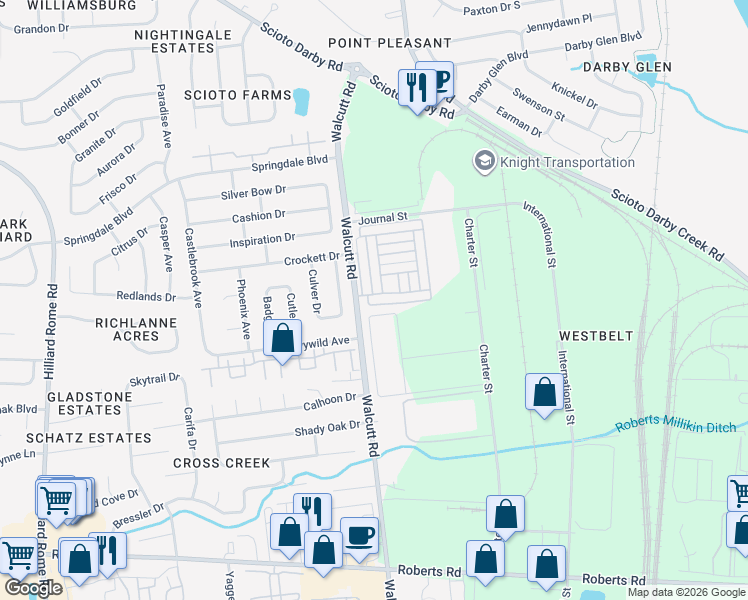 map of restaurants, bars, coffee shops, grocery stores, and more near 4795 Perlman Street in Columbus