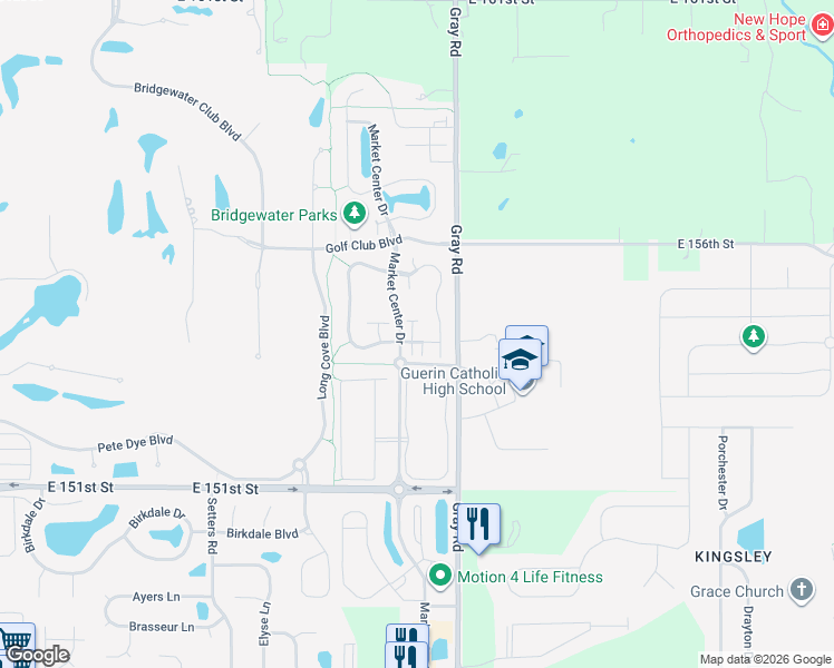 map of restaurants, bars, coffee shops, grocery stores, and more near 15344 Mystic Rock Drive in Carmel