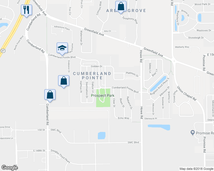 map of restaurants, bars, coffee shops, grocery stores, and more near 15366 Border Drive in Noblesville