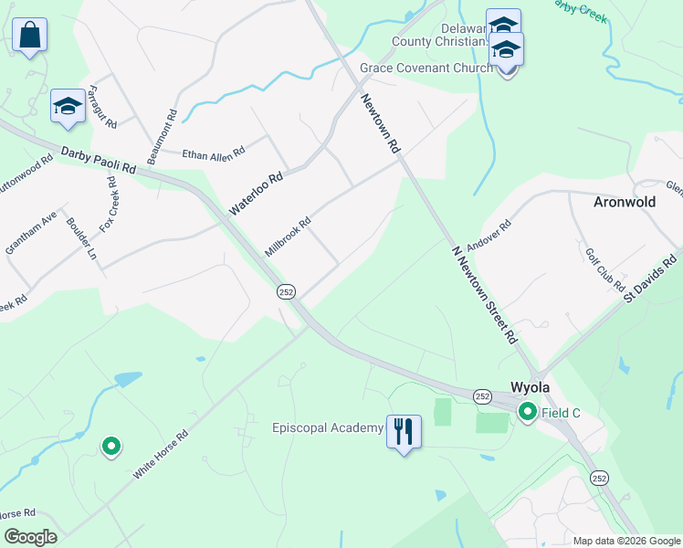 map of restaurants, bars, coffee shops, grocery stores, and more near 1102 Prescott Road in Berwyn