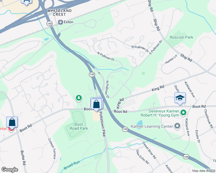map of restaurants, bars, coffee shops, grocery stores, and more near 137 Weedon Court in West Chester