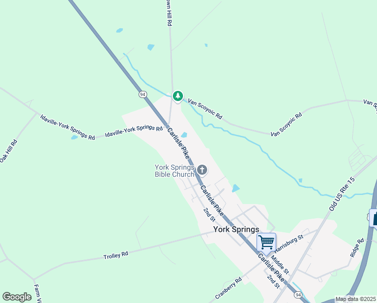 map of restaurants, bars, coffee shops, grocery stores, and more near 412 Main Street in York Springs