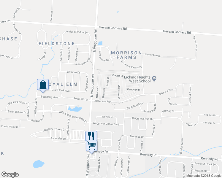 map of restaurants, bars, coffee shops, grocery stores, and more near 7761 Lantana Avenue in Blacklick