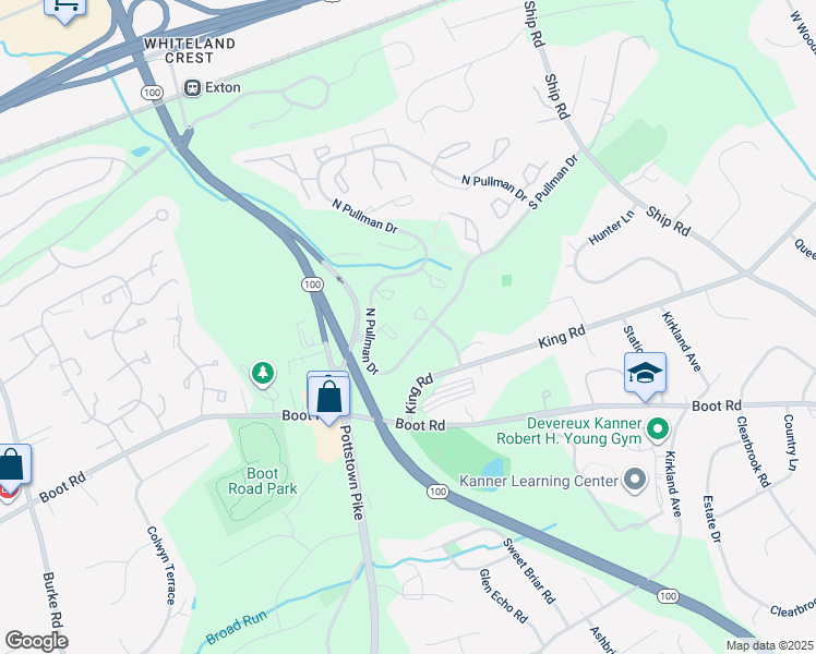 map of restaurants, bars, coffee shops, grocery stores, and more near 124 Wayne Court in West Chester