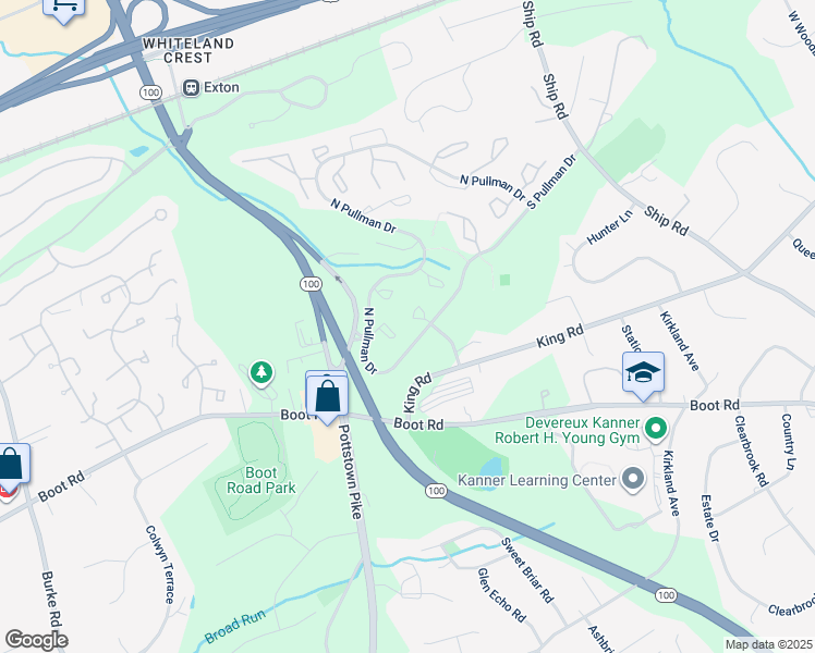 map of restaurants, bars, coffee shops, grocery stores, and more near 124 Wayne Court in West Chester