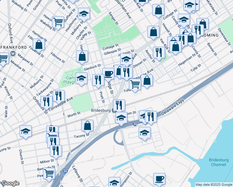 map of restaurants, bars, coffee shops, grocery stores, and more near 2144 Scattergood Street in Philadelphia