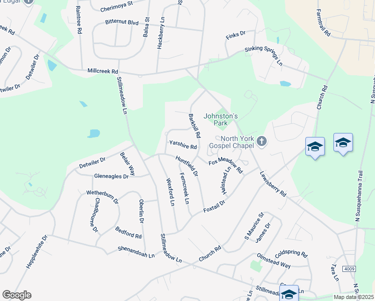 map of restaurants, bars, coffee shops, grocery stores, and more near 2732 Yarshire Road in York