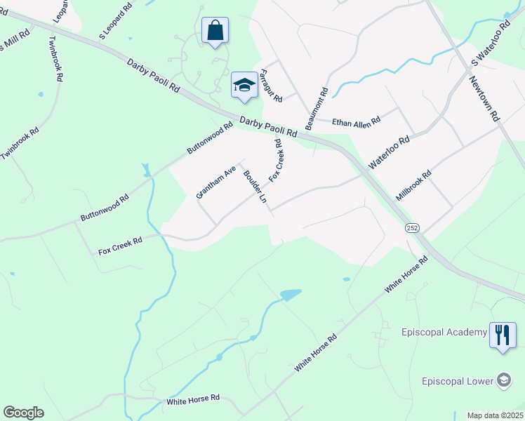 map of restaurants, bars, coffee shops, grocery stores, and more near 962 Boulder Lane in Berwyn