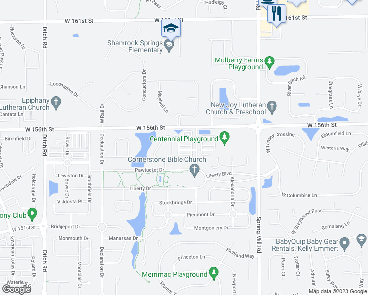 map of restaurants, bars, coffee shops, grocery stores, and more near 752 Charlotte Place in Westfield