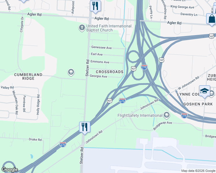 map of restaurants, bars, coffee shops, grocery stores, and more near 1968 Stelzer Road in Columbus