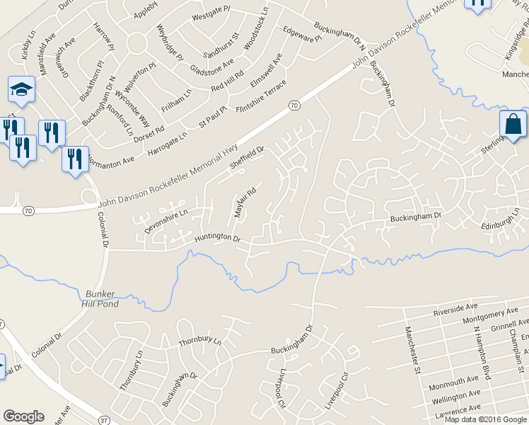 map of restaurants, bars, coffee shops, grocery stores, and more near 528 Sheffield Drive in Manchester Township