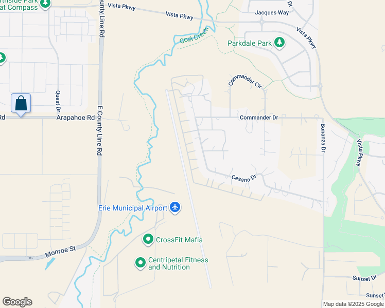 map of restaurants, bars, coffee shops, grocery stores, and more near 2480 Cessna Drive in Erie