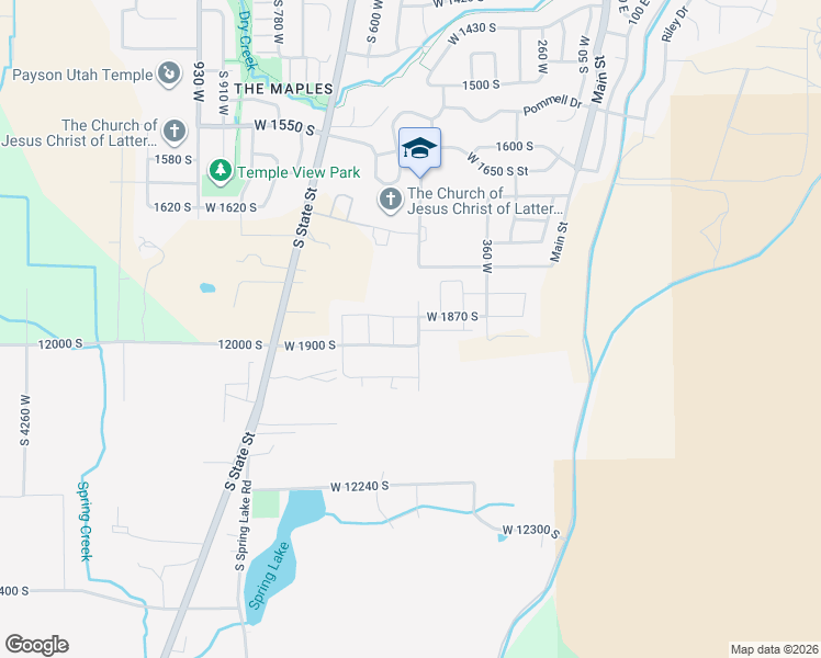 map of restaurants, bars, coffee shops, grocery stores, and more near 484 1890 South in Payson