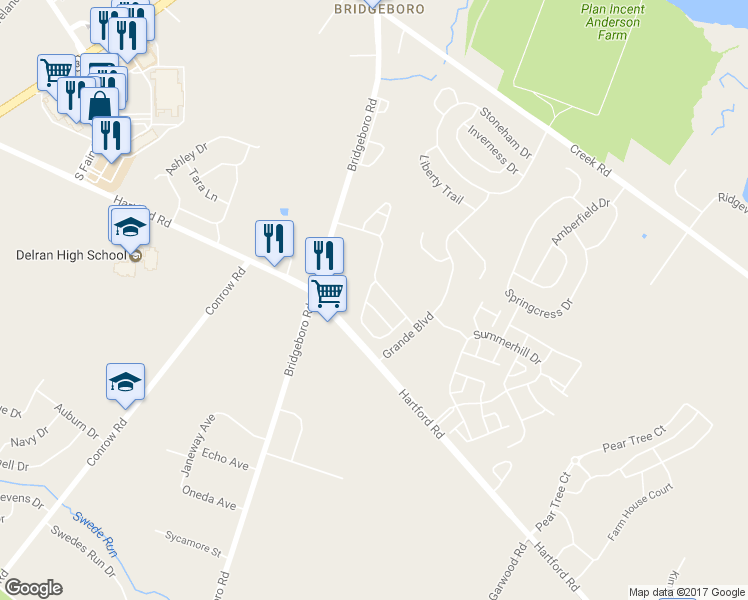 map of restaurants, bars, coffee shops, grocery stores, and more near 228 Hawthorne Way in Riverside