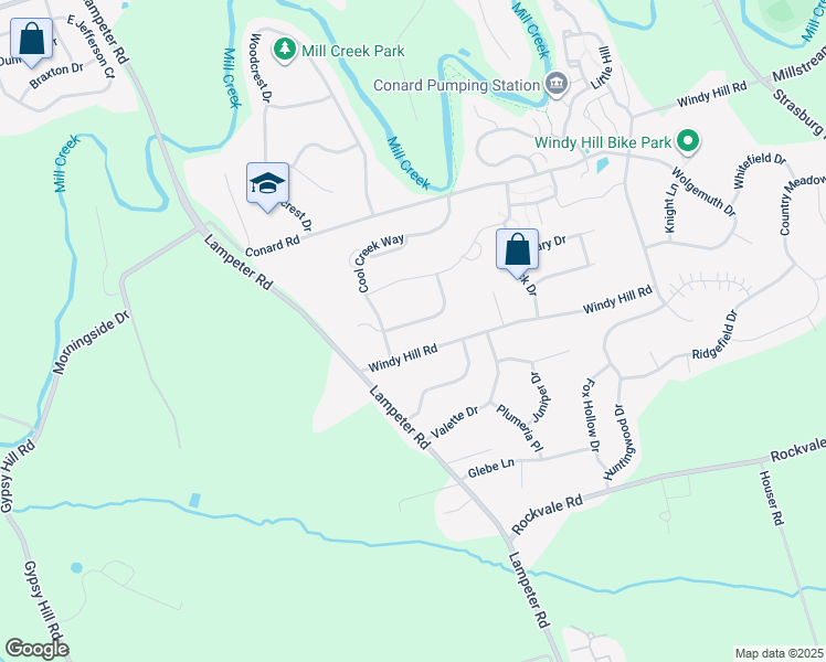 map of restaurants, bars, coffee shops, grocery stores, and more near 44 Breeze Way in Lancaster