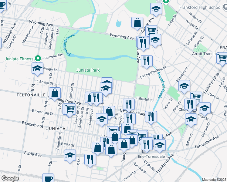 map of restaurants, bars, coffee shops, grocery stores, and more near 4308 Glendale Street in Philadelphia