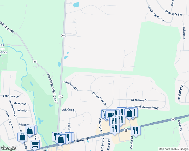 map of restaurants, bars, coffee shops, grocery stores, and more near 2035 Pine Hills Drive in Pataskala