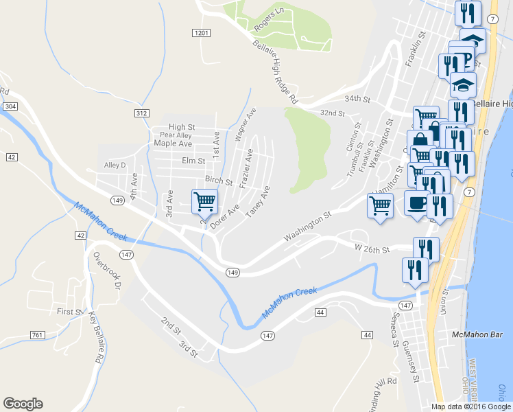map of restaurants, bars, coffee shops, grocery stores, and more near 178 Taney Avenue in Bellaire