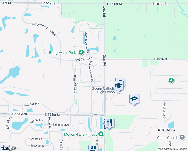 map of restaurants, bars, coffee shops, grocery stores, and more near 15332 Mystic Rock Drive in Carmel