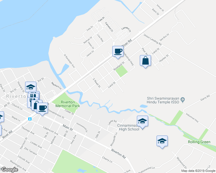 map of restaurants, bars, coffee shops, grocery stores, and more near 731 South Belleview Avenue in Cinnaminson