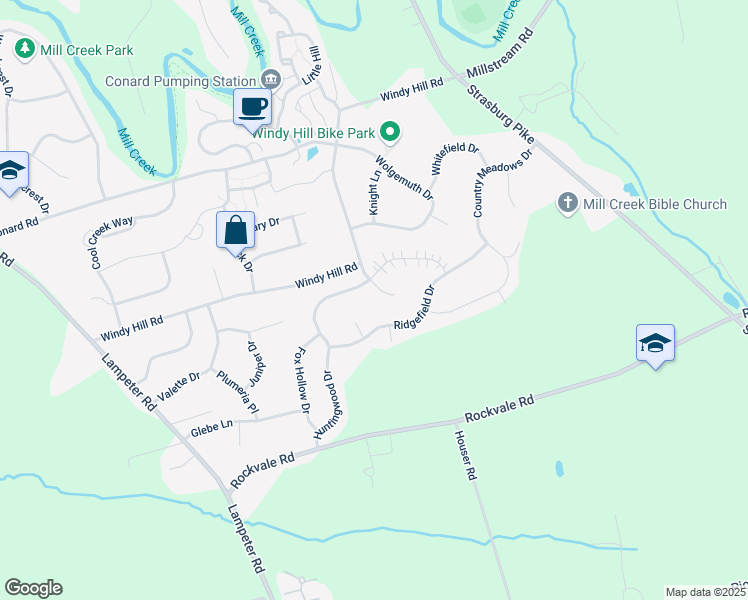 map of restaurants, bars, coffee shops, grocery stores, and more near 6 Doveland Court in Lancaster