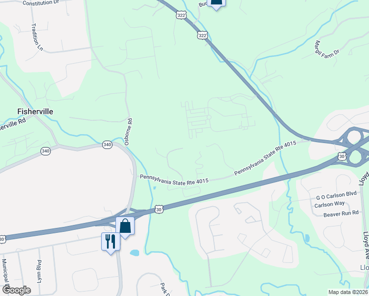 map of restaurants, bars, coffee shops, grocery stores, and more near 4105 Edges Mill Rd in Downingtown