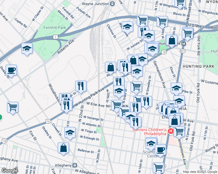 map of restaurants, bars, coffee shops, grocery stores, and more near 1974 West Hunting Park Avenue in Philadelphia