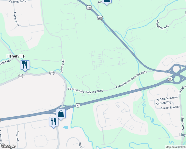 map of restaurants, bars, coffee shops, grocery stores, and more near 4105 Edges Mill Road in Downingtown