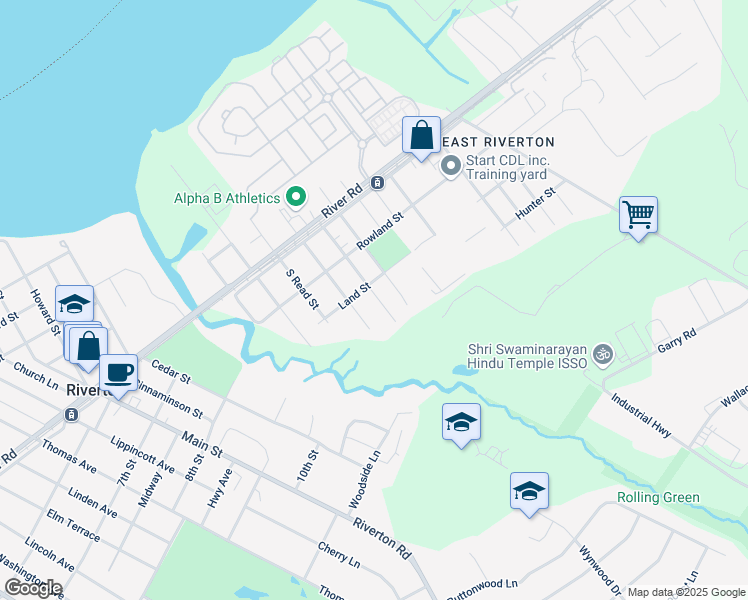 map of restaurants, bars, coffee shops, grocery stores, and more near 817 South Warrington Avenue in Cinnaminson