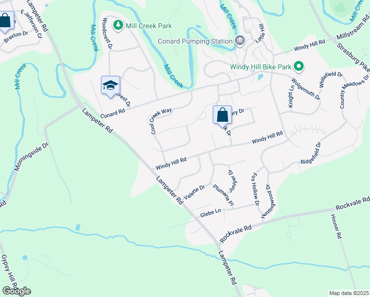 map of restaurants, bars, coffee shops, grocery stores, and more near 36 Breeze Way in Lancaster