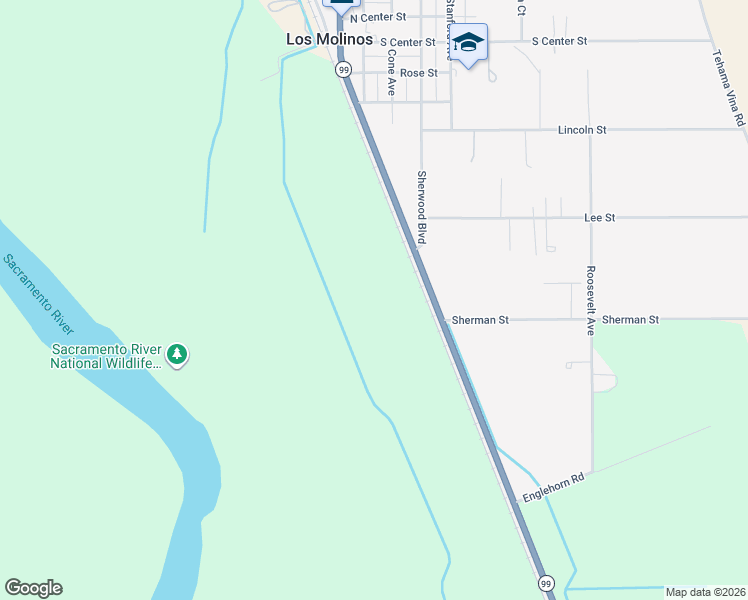 map of restaurants, bars, coffee shops, grocery stores, and more near 7461 State Highway 99e in Los Molinos