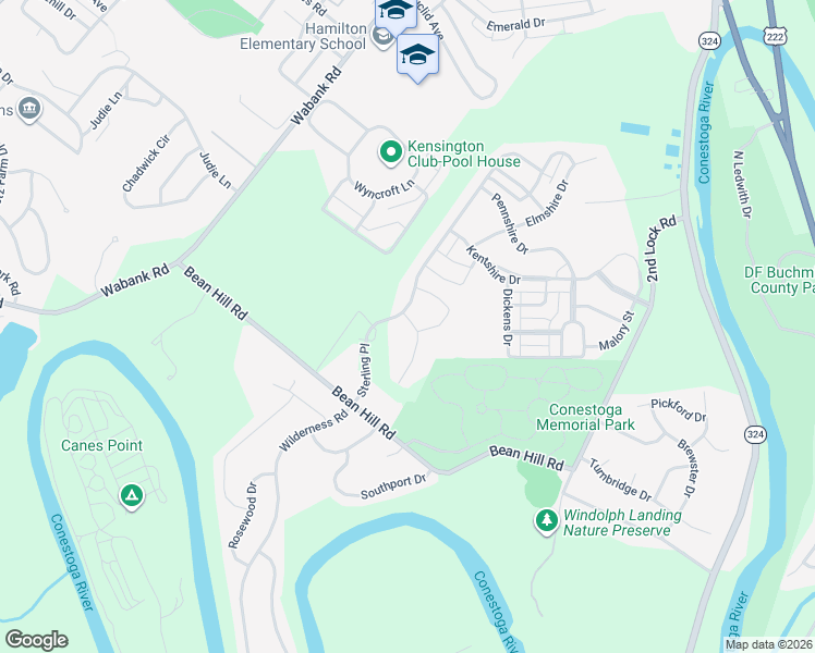 map of restaurants, bars, coffee shops, grocery stores, and more near 317 Waterford Court in Lancaster