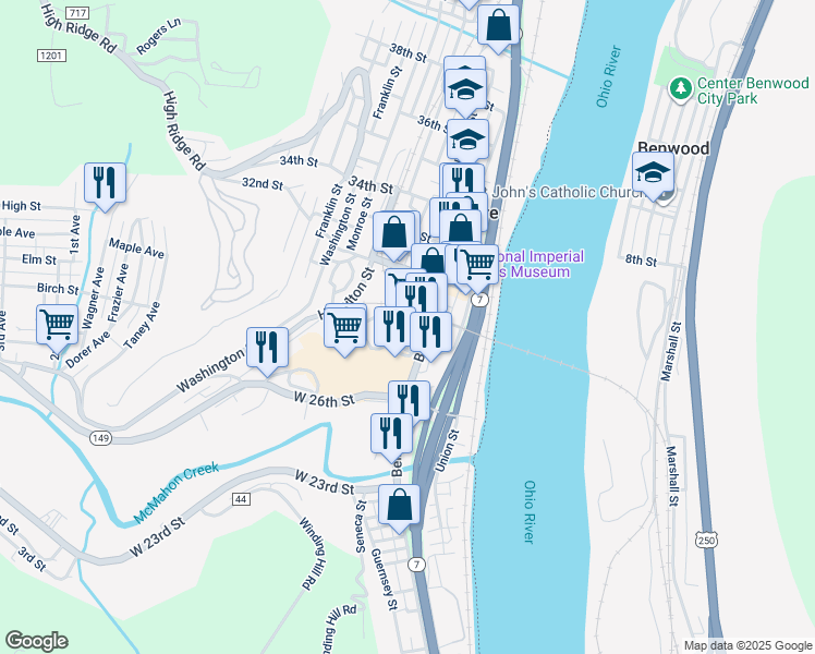 map of restaurants, bars, coffee shops, grocery stores, and more near 3002 Guernsey Street in Bellaire