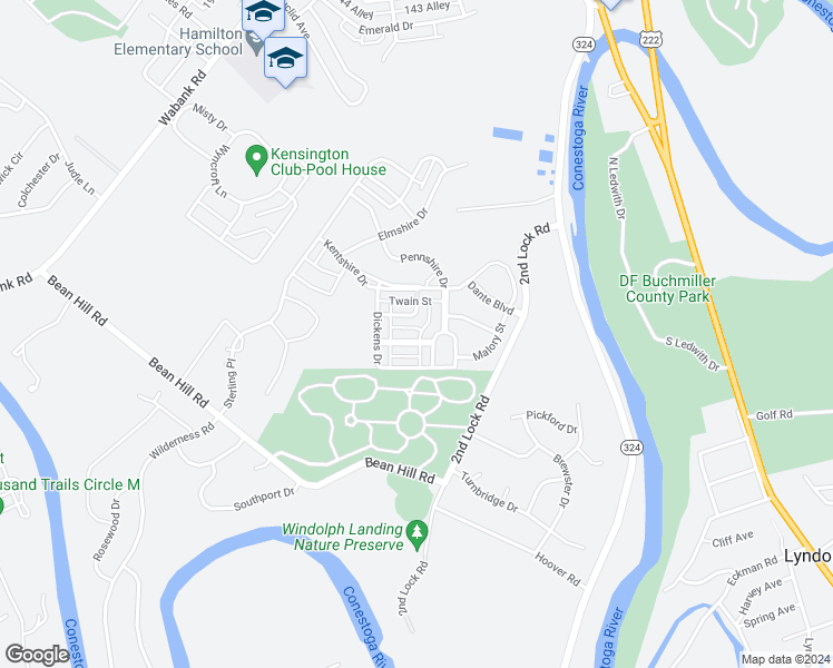 map of restaurants, bars, coffee shops, grocery stores, and more near 359 Voltaire Road in Lancaster