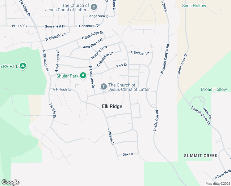 map of restaurants, bars, coffee shops, grocery stores, and more near 25 South Clark Lane in Elk Ridge