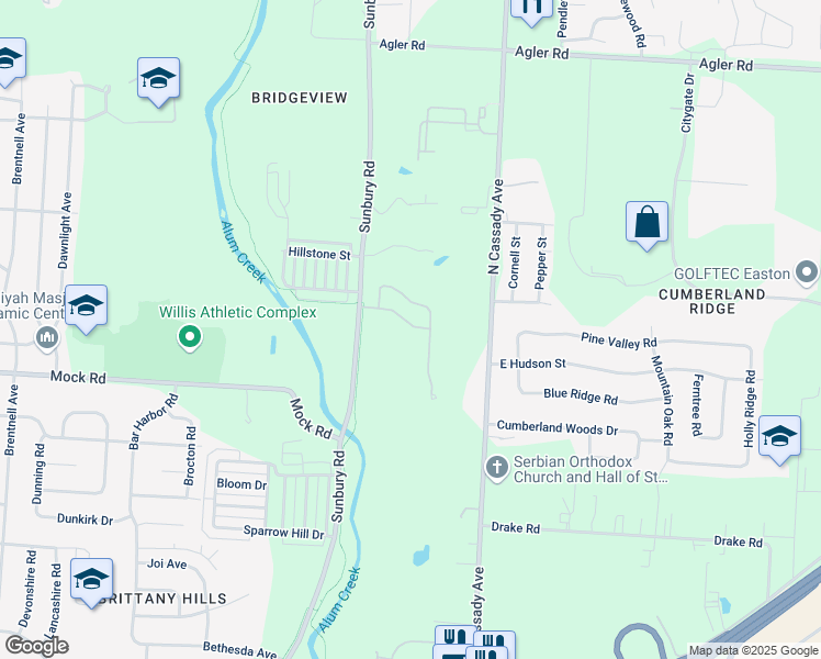 map of restaurants, bars, coffee shops, grocery stores, and more near 3018 Sunbury Ridge Drive in Columbus