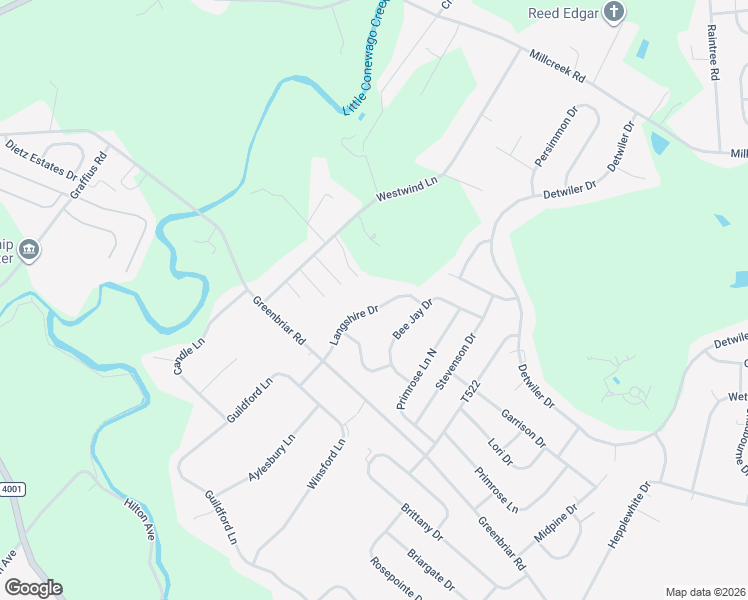 map of restaurants, bars, coffee shops, grocery stores, and more near 1439 Langshire Drive in York