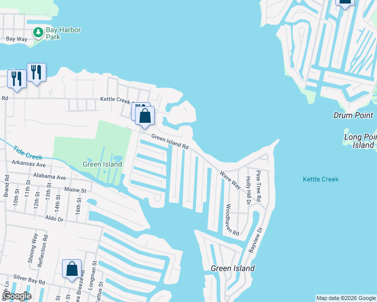 map of restaurants, bars, coffee shops, grocery stores, and more near 41 Pilot Road in Toms River