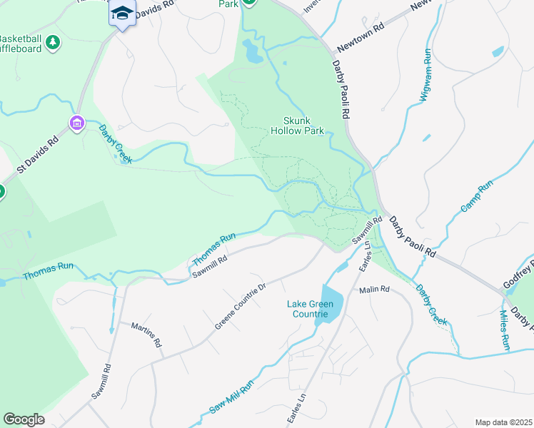 map of restaurants, bars, coffee shops, grocery stores, and more near 3111 Sawmill Road in Newtown Square