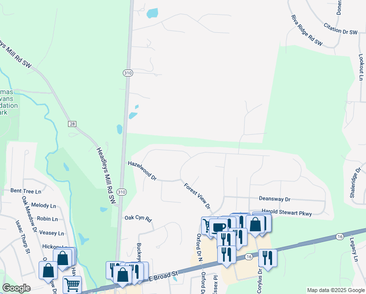 map of restaurants, bars, coffee shops, grocery stores, and more near 2035 Pine Hills Drive in Pataskala