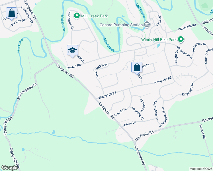 map of restaurants, bars, coffee shops, grocery stores, and more near 51 Breeze Way in Lancaster