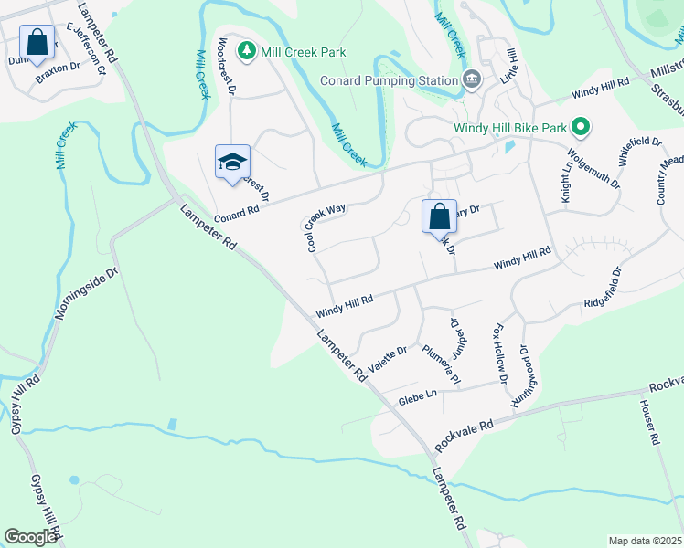map of restaurants, bars, coffee shops, grocery stores, and more near 51 Breeze Way in Lancaster