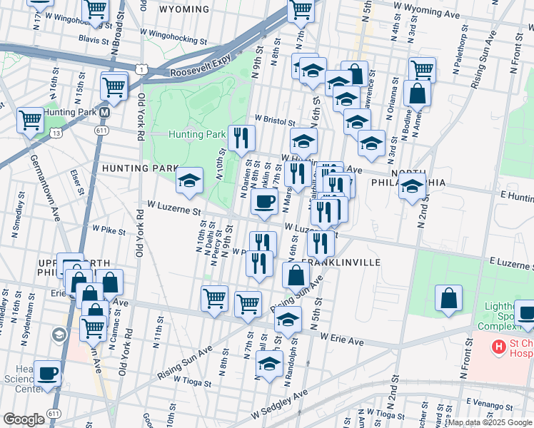 map of restaurants, bars, coffee shops, grocery stores, and more near 4014 North 7th Street in Philadelphia