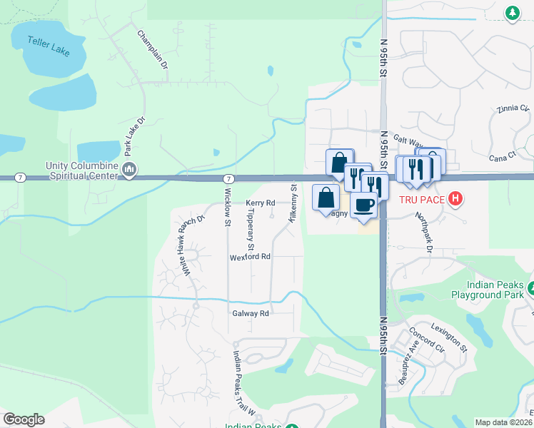 map of restaurants, bars, coffee shops, grocery stores, and more near 9236 Clare Court in Boulder